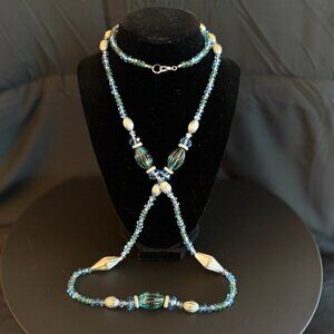"Azure Cascade" Convertible Beaded Necklace